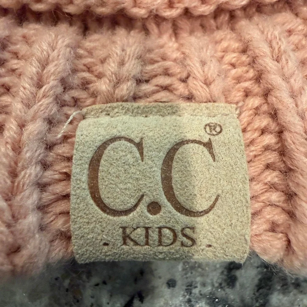 C.C Kids Peach Pink Cable Knit Beanie Winter Hat